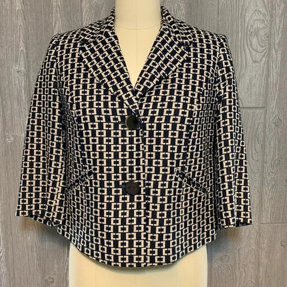 LOFT Navy & Beige Jacket Blazer 4 - Picture 1 of 6
